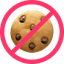 cookie crossed out icon